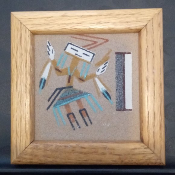 Art Southwestern Navajo Rainbow Sand Painting With Frame Poshmark